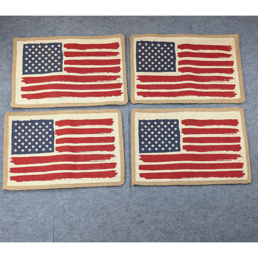 Jute Placemats American Flag Americana Retro July 4th Patriotic Southern Trad